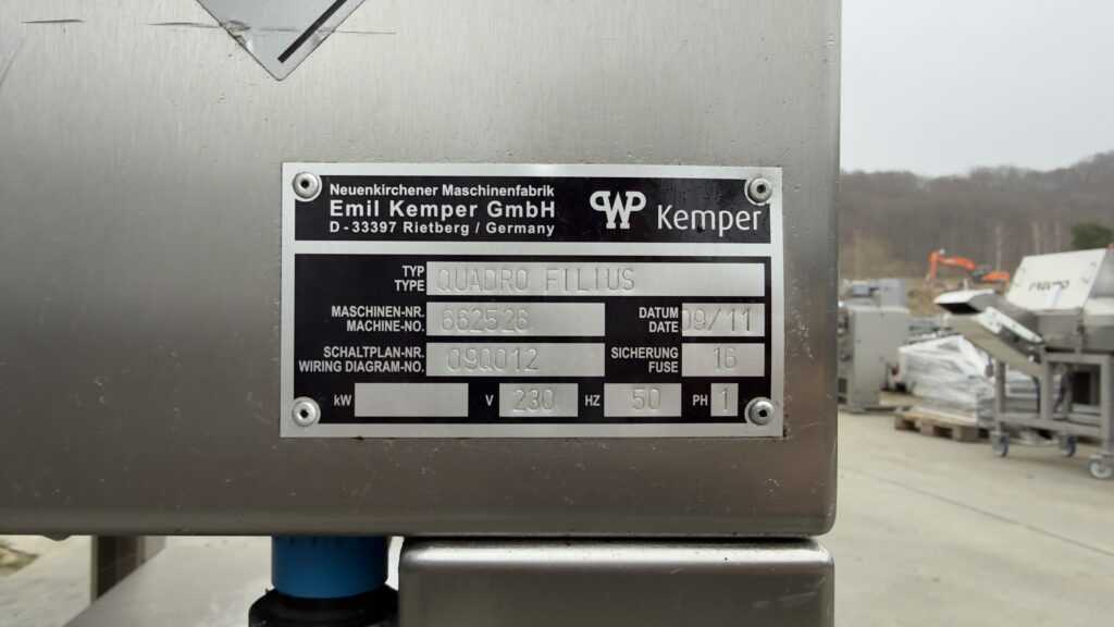 Maszyna piekarnicza WP Kemper Quadro Filius Tabliczka znamionowa